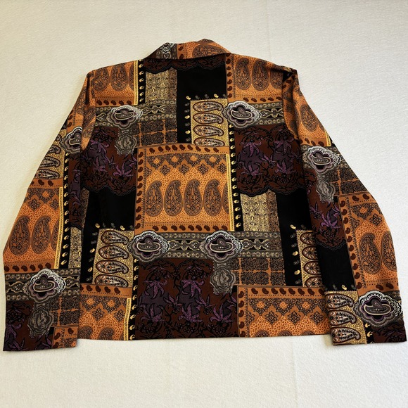 Versailles Shirt Womens Medium Button down Multi-Print Polyester Long Sleeve - Picture 6 of 8